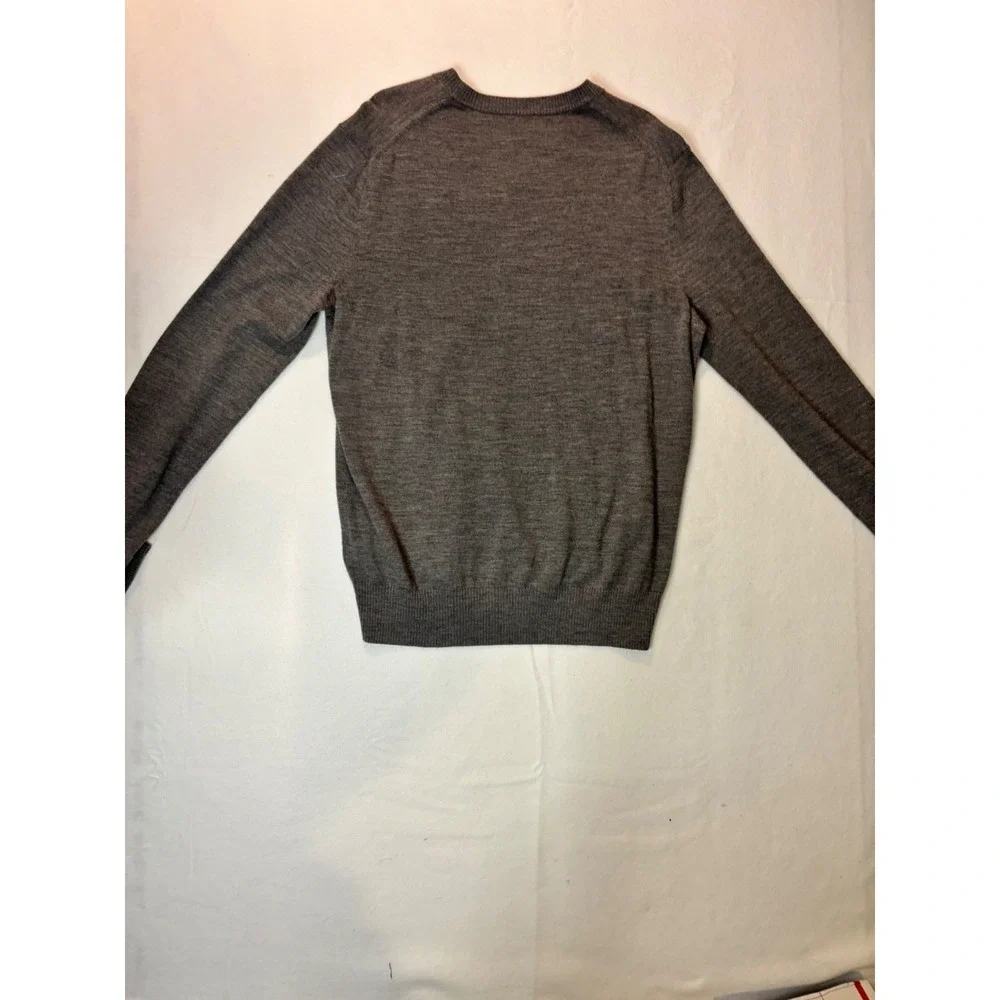 Banana Republic Sweater Mens L‎ Grey Excellent Merino Wool V-Neck Long Sleeve